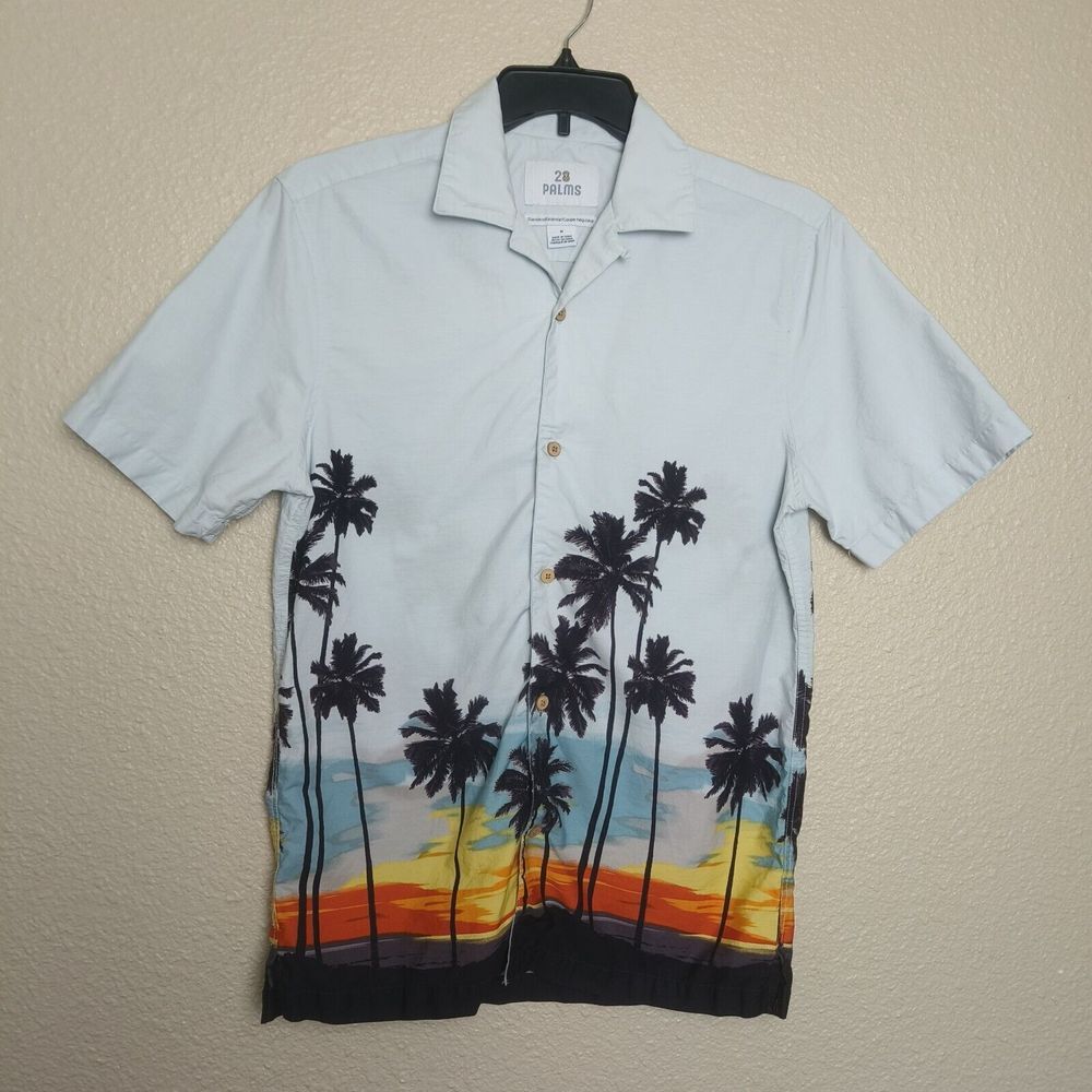 28 Palms Men's Vintage Look 100% Cotton‎ Tropical Hawaiian Shirt Size M